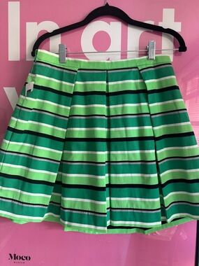 GAP Green and White Striped Circle Skirt